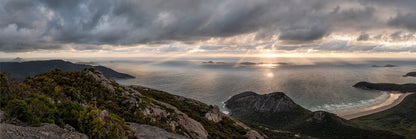 Wilsons Promontory southern wilderness Victoria moody atmospheric landscape with storm clouds breaking over coastal mountains